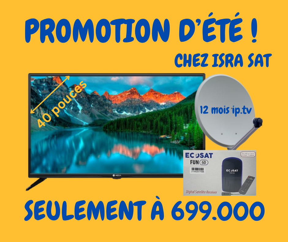 Tv vega 40" + parabole 70 + Récepteur ecosat fun 60 + 12 mois Matador IPTV